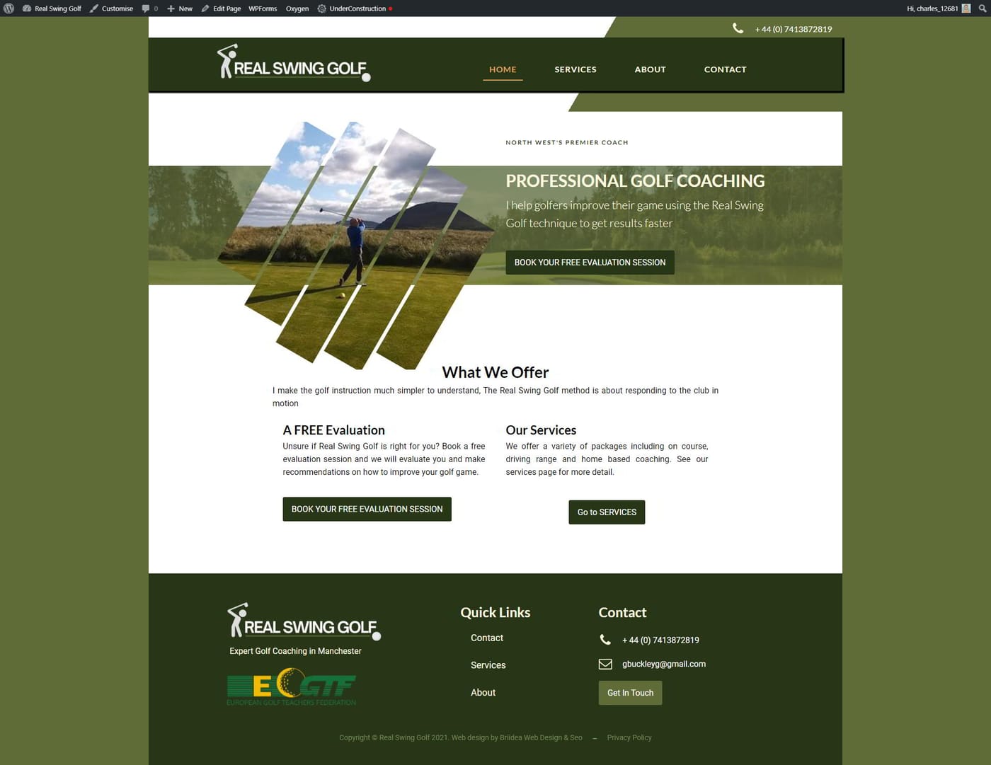 Real Swing Golf website